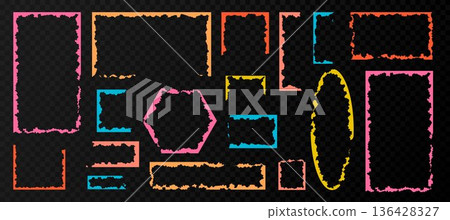Torn paper color frames with jagged edges, Torn paper color frames with jagged edges, 136428327
