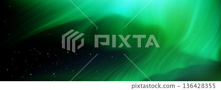 Aurora borealis lights in northern starry sky 136428355