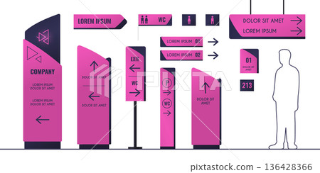 Office building interior signage set 136428366