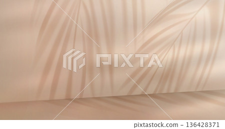 Palm leaves shadow on beige wall Palm leaves shadow on beige wall 136428371