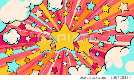 Comic book bursting sky background with clouds 136428384