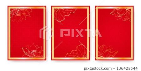 Chinese red envelope, traditional golden pattern Chinese red envelope, traditional golden pattern 136428544