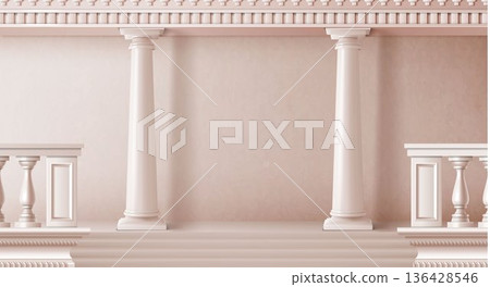 Ancient greek or roman arch with marble columns 136428546