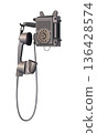 Retro wall-mounted rotary dial telephone. Vector. 136428574
