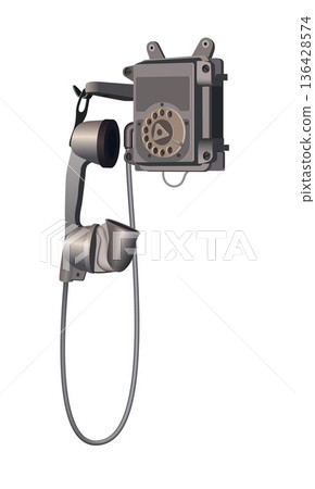 Retro wall-mounted rotary dial telephone. Vector. 136428574