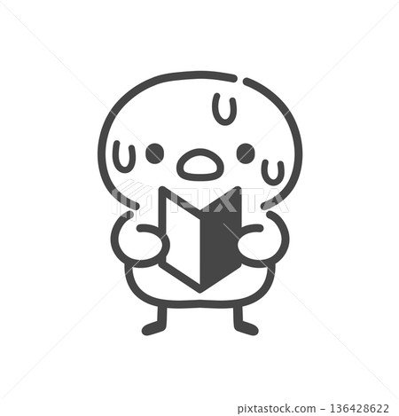 A hand-drawn line drawing of a sweaty chick holding a beginner's mark. A beginner's image that expresses impatience, confusion, and anxiety. A hand-drawn line drawing of a sweaty chick holding a beginner's mark. A beginner's image that expresses impatience, confusion, and anxiety. 136428622
