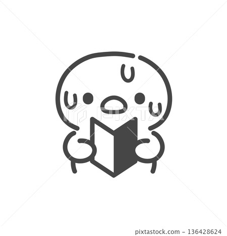 A hand-drawn line drawing of a sweaty chick holding a beginner's mark. A beginner's image that expresses impatience, confusion, and anxiety. A hand-drawn line drawing of a sweaty chick holding a beginner's mark. A beginner's image that expresses impatience, confusion, and anxiety. 136428624
