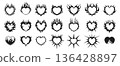Neo tribal heart. Y2K tattoo hearts. Abstract gothic flame and love elements, fire punk rock silhouette, black futuristic cyber, techno stickers. Vintage burning shape. Vector set 136428897