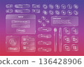 Glassmorphism interface. Transparent glass UI frames. Abstract gradient UI UX user button, bar, frame, templates for website, mobile app, social media. Vector set 136428906