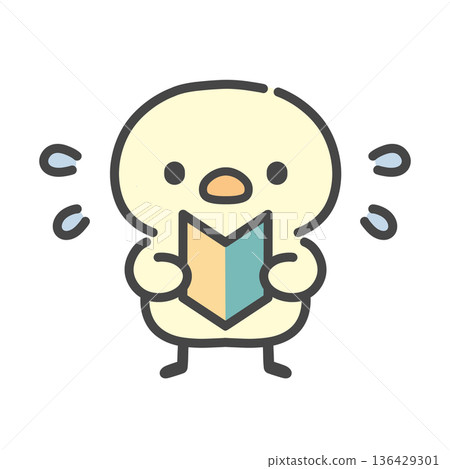 手繪插圖，描繪了一個滿頭大汗的小伙子手裡拿著一個初學者標誌。 136429301