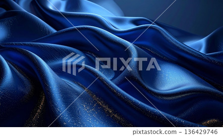 An elegant blue satin background featuring smooth luxury silk fabric with soft waves and a shiny textile texture for a romantic fashion backdrop An elegant blue satin background featuring smooth luxury silk fabric with soft waves and a shiny textile texture for a romantic fashion backdrop 136429746