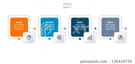 Timeline chart business infographic template. 136429778