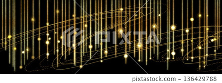 奢華聖誕風格金色筆觸閃耀，橫向黑色背景 136429788