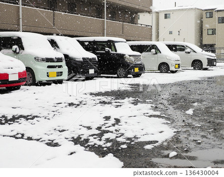 Snowy day parking lot Snowy day parking lot 136430004
