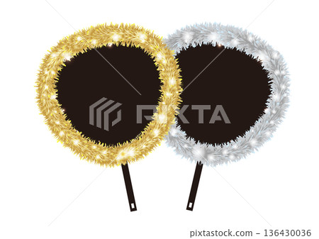 一把飾有金銀毛皮的扇子的插圖 136430036