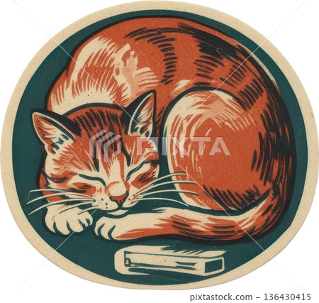 復古風格貓咪插畫 - 復古動物素材 復古風格貓咪插畫 - 復古動物素材 136430415