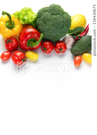 Fresh organic vegetables creating healthy eating concept Fresh organic vegetables creating healthy eating concept 136430675