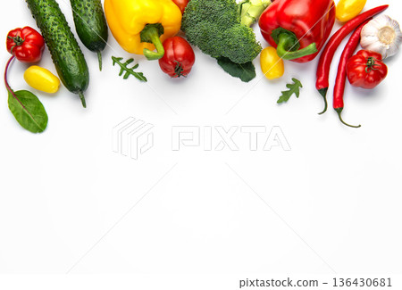 Vibrant mix of raw organic vegetables for a healthy diet 136430681