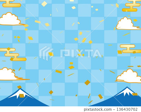 新年賀卡，富士山，富士，新年，插畫，新年，日本，新年，日式風格 136430702