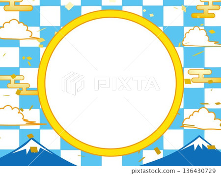 新年賀卡，富士山，富士，新年，插畫，新年，日本，新年，日式風格 136430729