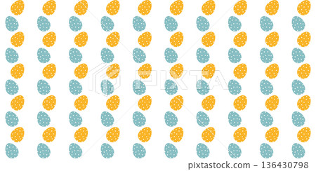 Seamless pattern with cute pastel blue and yellow Easter eggs with polka dots Seamless pattern with cute pastel blue and yellow Easter eggs with polka dots 136430798