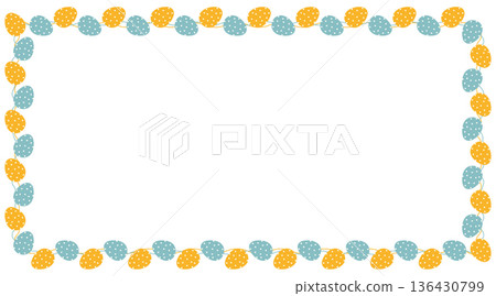 Cute pastel rectangular frame with blue and yellow Easter eggs, flat PNG and vector illustration Cute pastel rectangular frame with blue and yellow Easter eggs, flat PNG and vector illustration 136430799