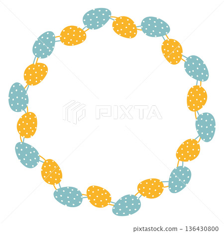 Cute pastel wreath with blue and yellow Easter eggs, flat PNG and Vector illustration Cute pastel wreath with blue and yellow Easter eggs, flat PNG and Vector illustration 136430800