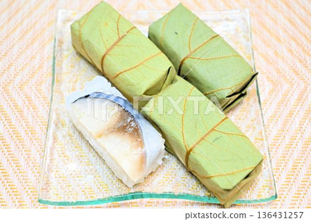 Mackerel persimmon leaf sushi Mackerel persimmon leaf sushi 136431257