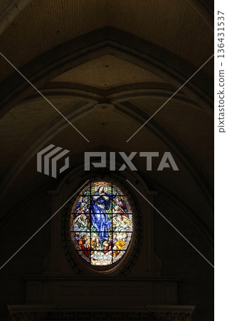 Stained glass window. Stained glass window. 136431537
