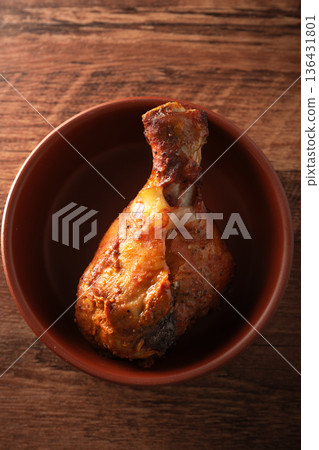 roasted chicken with brown rice roasted chicken with brown rice 136431801