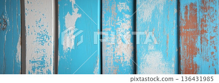 Rustic sky-blue wooden planks with distressed paint texture. Weathered sky-blue wooden planks showing distressed white and brown paint texture Rustic sky-blue wooden planks with distressed paint texture. Weathered sky-blue wooden planks showing distressed white and brown paint texture 136431985