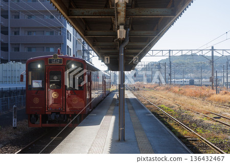 Heisei Chikuho Railway's "CotoCoto Train" waiting for passengers at Nogata Station Heisei Chikuho Railway's "CotoCoto Train" waiting for passengers at Nogata Station 136432467