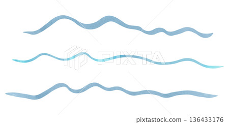 Watercolor horizontal wavy lines in blue. Abstract elements in a cute nautical style. Hand drawn isolated art. Clip art for decorative design, dividers, backgrounds, textile design and printing Watercolor horizontal wavy lines in blue. Abstract elements in a cute nautical style. Hand drawn isolated art. Clip art for decorative design, dividers, backgrounds, textile design and printing 136433176