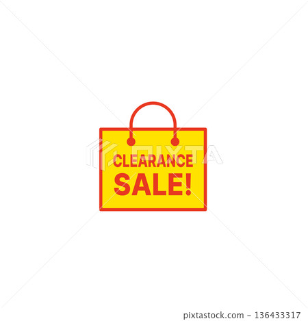 Red and yellow sale label icon shopping bag clearance yellow 136433317