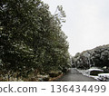 Snowy scenery along the walkway just inside Inage Seaside Park 136434499