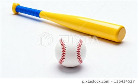 yellow baseball on white background 136434527