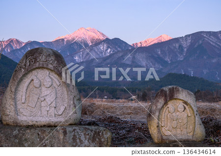 Jonen Dosojin and the Morgenrot of Mount Jonen [Azumino City] 136434614