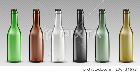 Beer bottle mockups set on transparent background 136434658