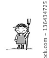 Monochrome illustration of a farmer 136434725