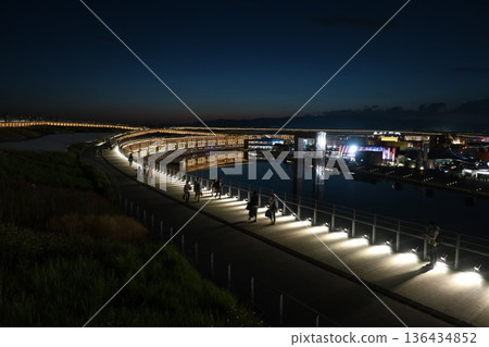 大阪關西世博會(EXPO2025)大屋頂環的夜景 大阪關西世博會(EXPO2025)大屋頂環的夜景 136434852