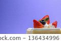 Strawberry square cake decorated with berries 136434996