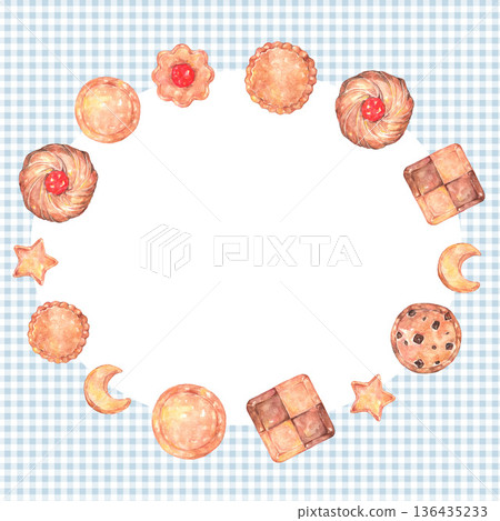 Watercolor cookie frame Watercolor cookie frame 136435233