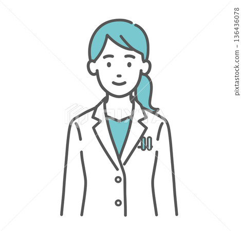 Illustration of a smiling female doctor/pharmacist (white coat/front) Illustration of a smiling female doctor/pharmacist (white coat/front) 136436078
