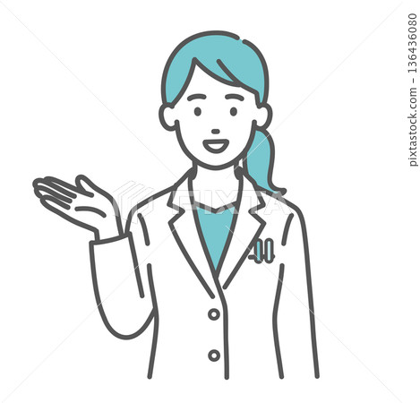 Illustration of a female doctor and pharmacist guiding (palm/introduction) Illustration of a female doctor and pharmacist guiding (palm/introduction) 136436080