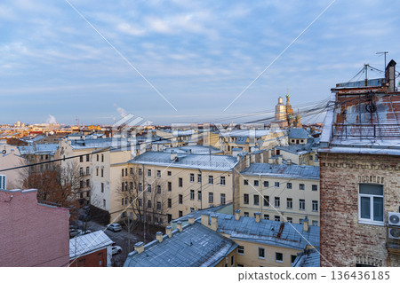 Rooftop Panorama of Saint Petersburg with Savior on Blood and Power Lines Rooftop Panorama of Saint Petersburg with Savior on Blood and Power Lines 136436185