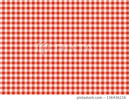Cute gingham check background material - Red check seamless pattern illustration Cute gingham check background material - Red check seamless pattern illustration 136436216