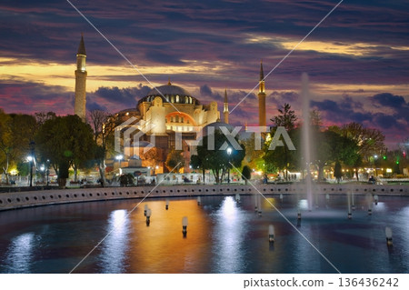 Hagia sophia and Sunset 136436242