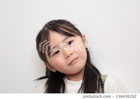 4-year-old girl (white background, no background) 136436282
