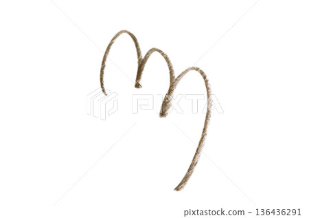 A brown stroke from a cosmetic eyebrow pencil. Isolated on a white background. 136436291