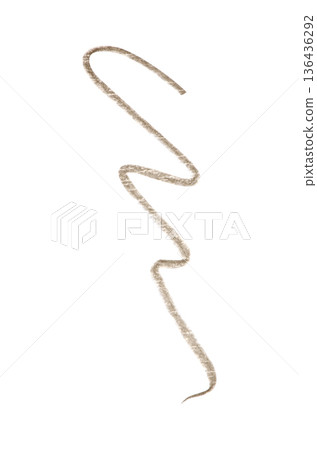 A brown stroke from a cosmetic eyebrow pencil. Isolated on a white background. 136436292